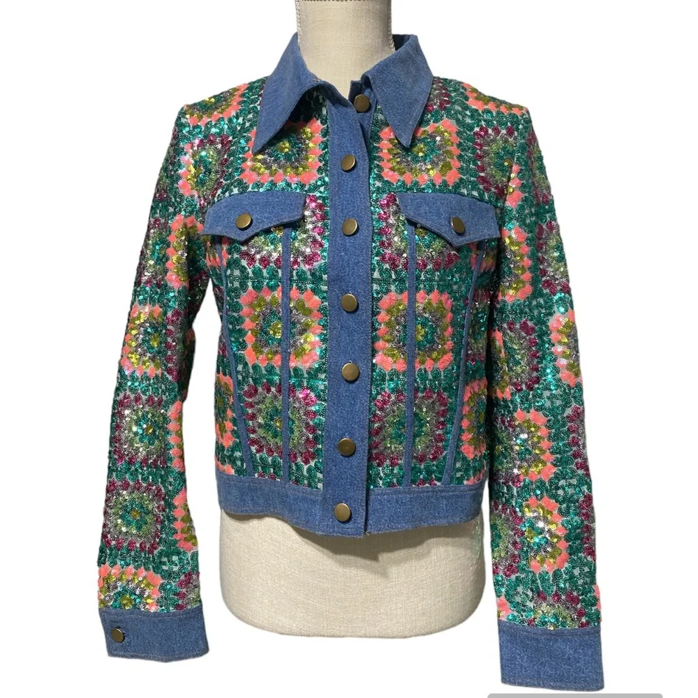Manoush Sequin Denim Jacket - Picture 2 of 14
